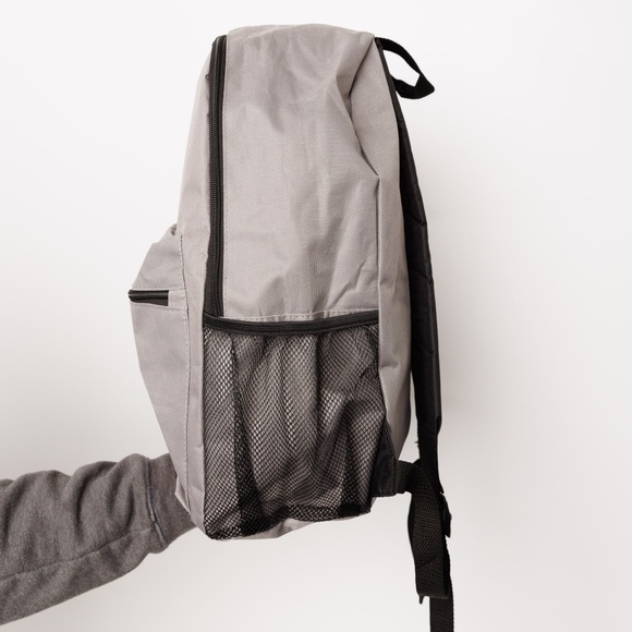 Grey Backpack Lightweight Black Red Logo Bottle Holder Adjustable Straps - Picture 4 of 5